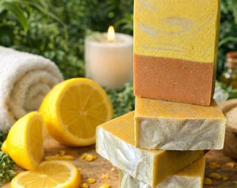 Handmade Lemon Bar Soap: Shea Butter & Coconut Milk