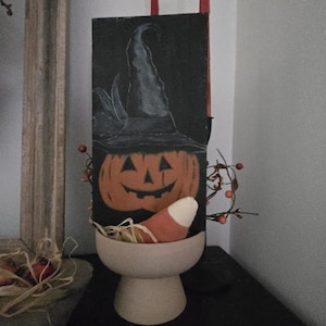Halloween Kürbis Hexe, Kürbis Herbst Dekorieren, niedliches gruseliges Kürbis Zeichen, Herbst Wohnkultur, Herbst Bauernhaus Display, Bauernhaus Dekoration