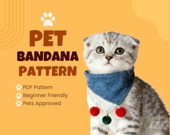 Easy Pet Bandana Sewing Pattern, Instant Download PDF, Easy Sewing Project, Personalized for Cats & Dogs, Dog Bandana, Cat Bandana