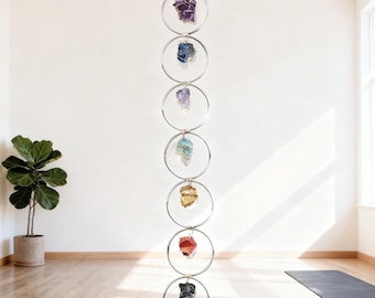 7 Chakra Crystal Hanging - Handcrafted Raw Gemstone Suncatchers, Meditation Wall Art for Healing Energy, Boho Spiritual Home Décor