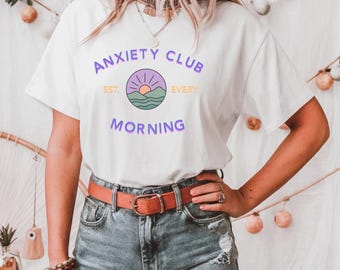 Anxiety Club Retro PNG | Mental Health T-Shirt Design (Digital Download)