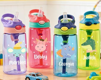 Gepersonaliseerde waterfles voor kinderen fles met aangepaste naam Terug naar school fles Kraamcadeau cadeau peuter Eerste verjaardagscadeau Vakantiecadeaus