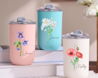 Personalized Stainless Coffee Cup,Bridesmaid Proposal Gift,Wine Tumbler with Lid,Stainless Steel Bottle,Insulated Travel Mug,Bridesmaid Gift