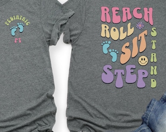 Frühe Eingriffe Pädiatrie PT T-Shirt: Physiotherapeut Geschenk, Spaß Physiotherapie Shirt mit Fußabdrücken