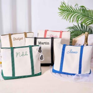 Personalized Embroidered Bridesmaid Tote Bags,Canvas Tote Bag,Custom Embroidered Handbags, Beach tote bags,Bridesmaid Gift Bag,Wedding Gifts