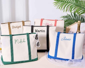 Personalized Embroidered Bridesmaid Tote Bags,Canvas Tote Bag,Custom Embroidered Handbags, Beach tote bags,Bridesmaid Gift Bag,Wedding Gifts