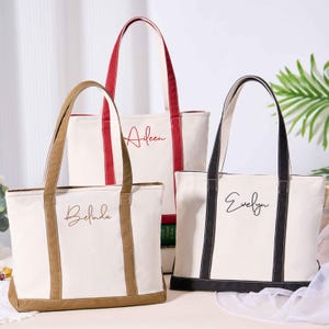 Personalized Bridesmaid Tote Bag, Custom Canvas Tote Bag, Embroidered Tote Bag, Travel Bag, Boat Tote, Bridesmaid Gifts, Bachelor Party Gift