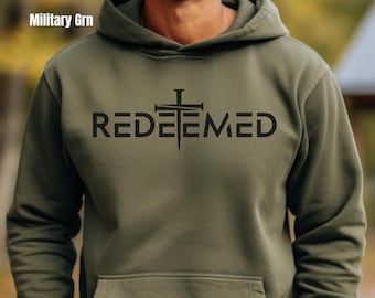 Redeemed Christian Men's Hoodie Popular Faith Apparel Father's Day Gift Hooded Sweatshirt for Men Christian Pullover Birthday Gift for Him