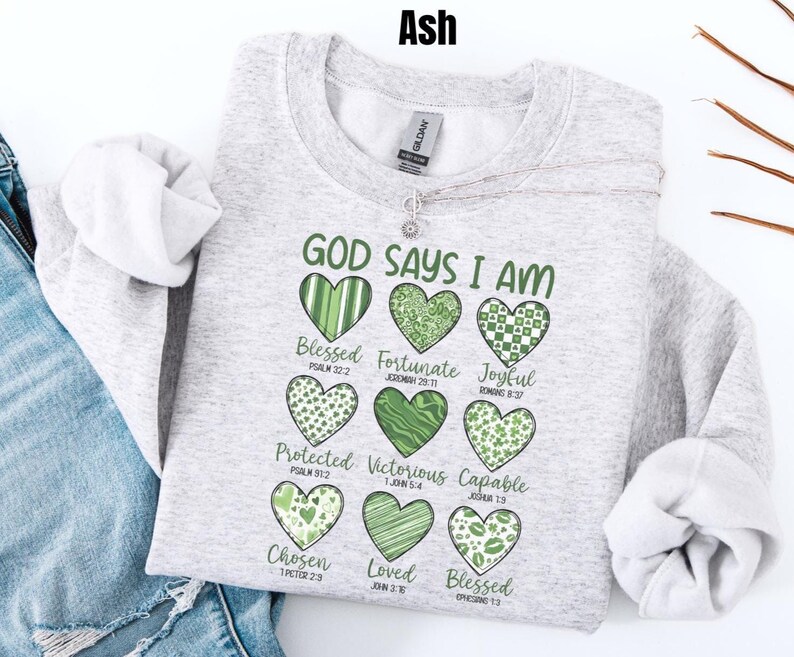 This sweatshirt is more than cute—it’s a declaration of faith 💚 The Gildan crewneck fit is soft, cozy, and easy to style, whether you’re heading to church, running errands, or enjoying a relaxed St. Patrick’s Day celebration. Each word reminds you of God’s truth about who you are—something worth carrying with you every day. If you love Christian gifts that are meaningful, wearable, and uplifting, this one belongs in your closet.