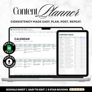 Content Planner Google Sheets Template | Social Media Content Calendar to Give Clients, Instant Download, Editable, Easy Setup