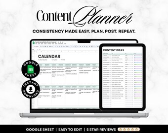Content Planner Google Sheets Template | Social Media Content Calendar to Give Clients, Instant Download, Editable, Easy Setup
