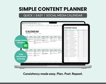 Semplice calendario dei contenuti dei social media Pianificatore di marketing Creatore di contenuti Calendario per piccole imprese Pianificatore di post - Fogli di calcolo di Google