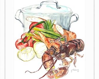 Lobster Bisque Watercolor Print