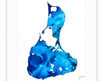 Block Island Watercolor Map