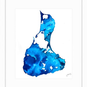 Block Island Watercolor Map