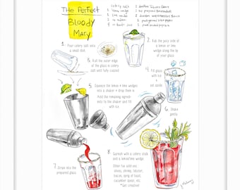 Bloody Mary Recipe - The Perfect Bloody Mary  - A Step By Step Instructional Illustration