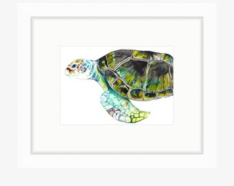 Sea Turtle Watercolor Print