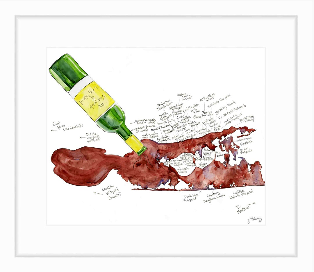 Vineyards of Long Island Map - Merlot Version - Etsy