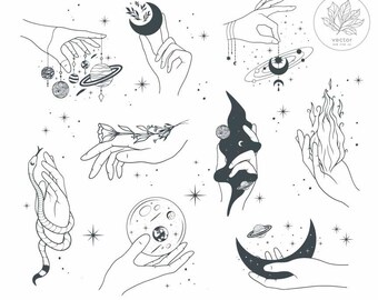 Pacchetto svg mano strega /Maglietta strega svg/Decorazione strega/Mano strega png/pacchetto svg/Mano misteriosa svg/File png strega/SVG celeste/Decorazione celeste