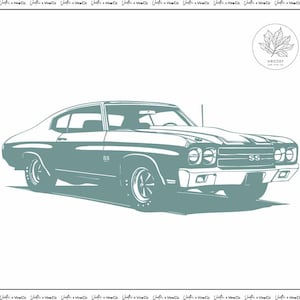 Chevy Chevelle SS 454 1970 SVG Clipart/Chevrolet Muscle Car Vector Graphics/Digital Download Cut Files for Cricut & Vinyl Signs