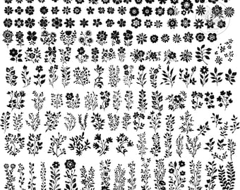 168 Botanical Bundle Svg/Abstract flower and plants svg/Plants svg/floral svg bundle/Decorative art/Glowforge laser engraving svg/Silouhette