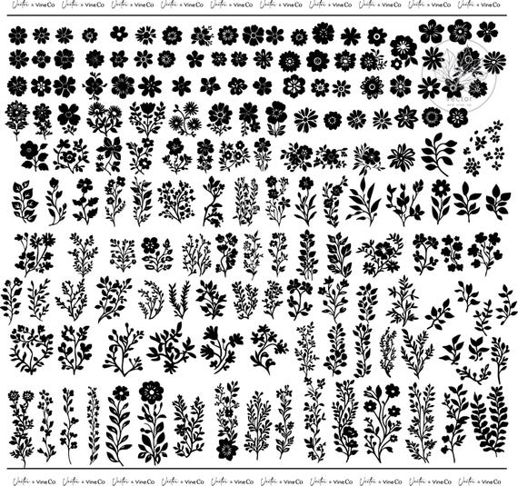 168 Botanical Bundle Svg/Abstract flower and plants svg/Plants svg/floral svg bundle/Decorative art/Glowforge laser engraving svg/Silouhette
