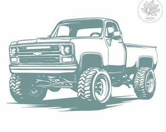 Heavy Chevrolet 4x4 Truck Clipart /Vector Clip Art Graphics/Digital Download – Cut Ready Files for CNC, Logo, Vinyl Sign Design