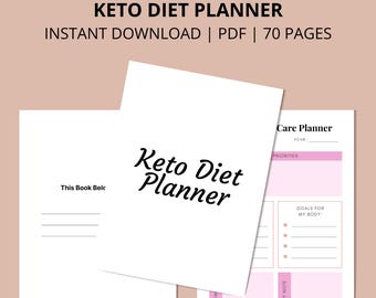 Keto Diet Planner Printable – Low Carb Meal Tracker – Weight Loss Journal – Digital Download