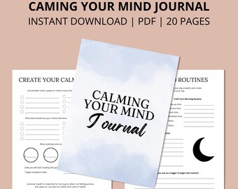 Calming Your Mind Journal – Anxiety Relief – Mental Health – Mindfulness & Gratitude – Digital Download