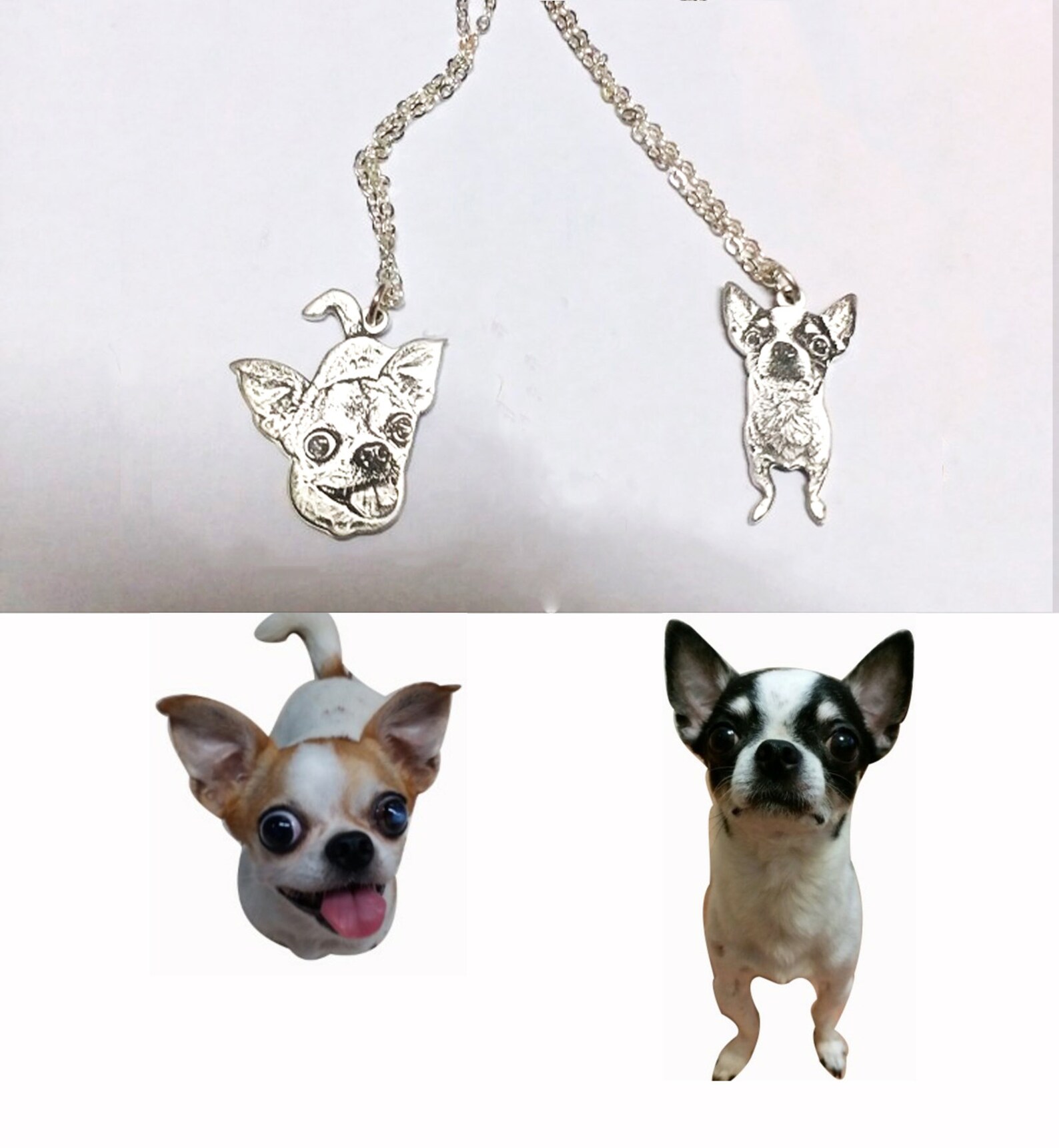 Sterling Silver Pet Portrait Necklace Engraved Personalized Etsy