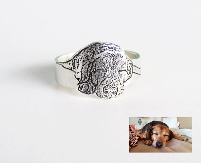 Custom Pet Portrait Ring Engraved Pet Photo Ring . Custom Etsy