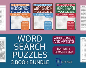 Large Print Music Word Search Puzzle Book Bundle (Digital Download)