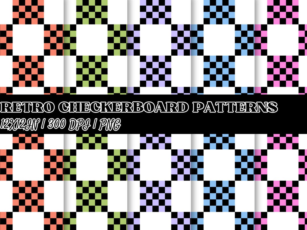 Retro Digital Papers 12x12 PNG | Bright Colorful Checkerboard ...
