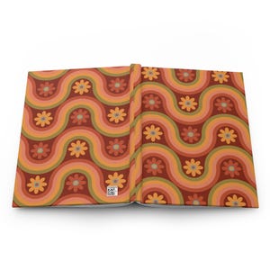 Boho 70s Retro Floral Hardcover Journal 5.75x8 | Groovy Vintage Writing Notebook | Lined Notes & Journaling image 6