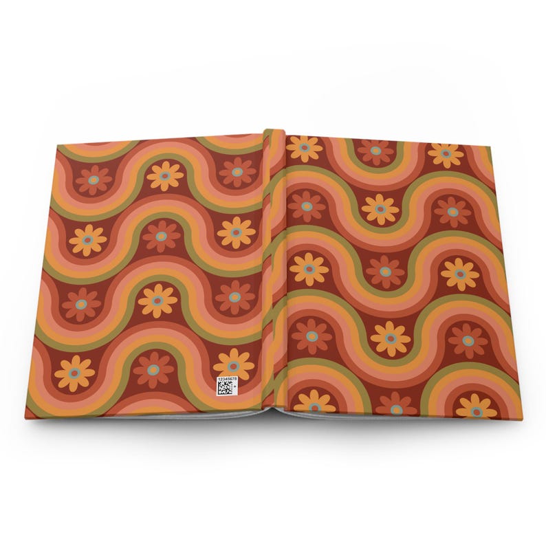 Boho 70s Retro Floral Hardcover Journal 5.75x8 | Groovy Vintage Writing Notebook | Lined Notes & Journaling image 6