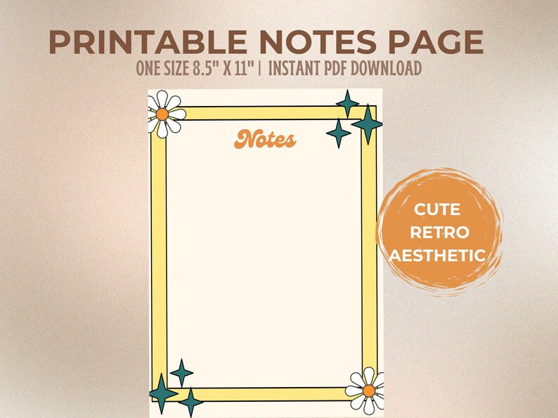 Groovy 70s Lined Paper Printable | Retro Vintage Inspired Design ...