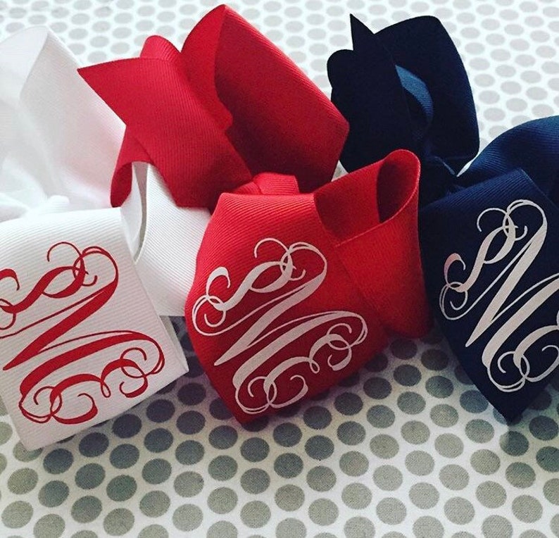monogram Personalized hairbow hair bow big large boutique M2M jumbo 6 inch