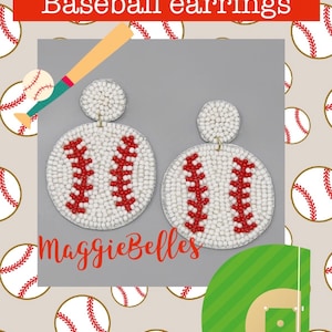Baseball seed bead earrings sports spring mom mama party
