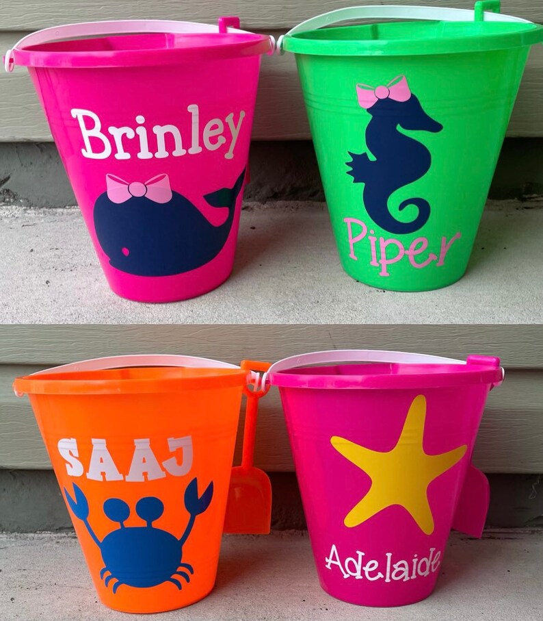 Personalized Plastic Beach Pail Bucket With Shovel Monogram Etsy
