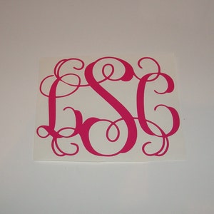 Vine MONOGRAM Car Decal Interlocking Initial Vinyl DIY Wall Preppy ...