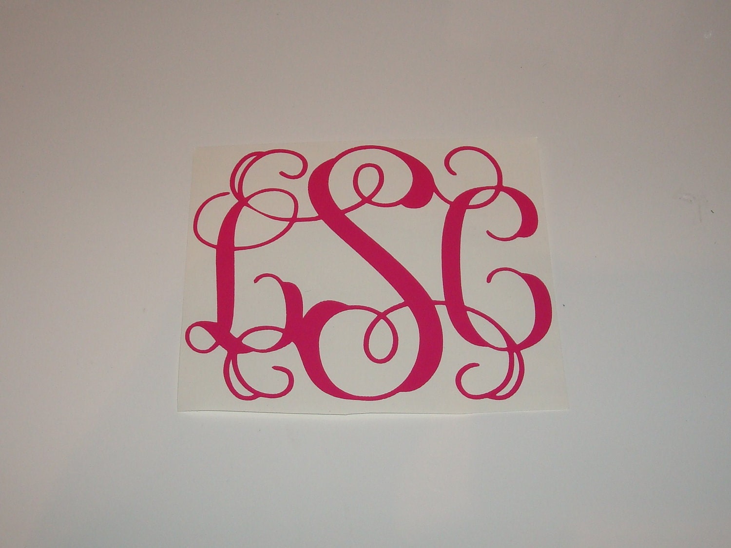 Vine MONOGRAM Car Decal Interlocking Initial Vinyl DIY Wall Preppy ...