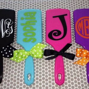 SALE -- Personalized Paddle Hair Brush Monogram polka dots Kids Sorority gift stocking stuffer