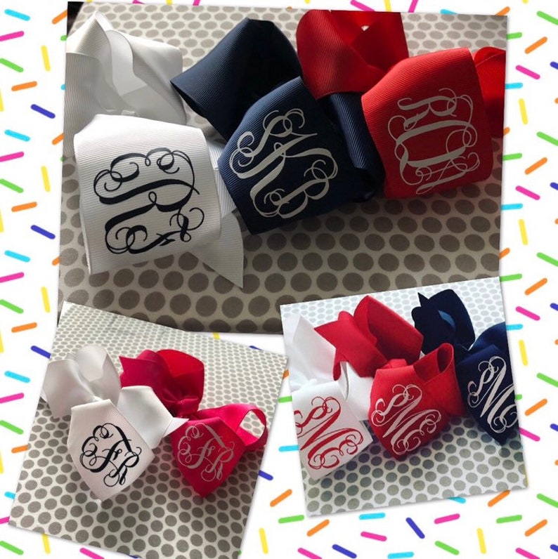 monogram Personalized hairbow hair bow big large boutique M2M jumbo 6 inch