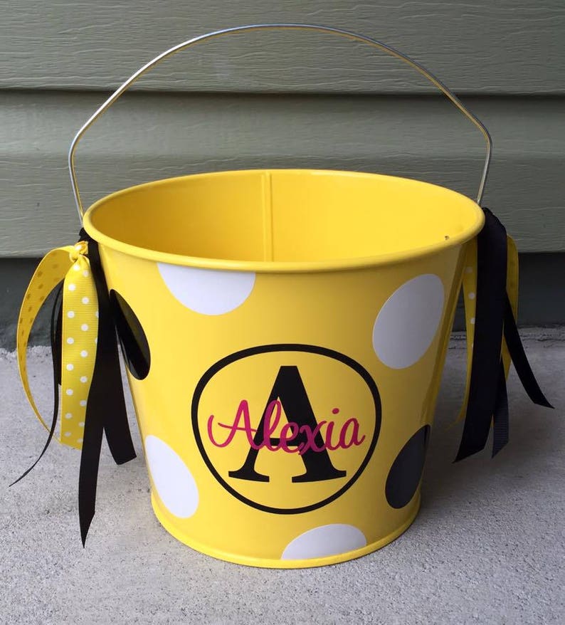 Personalized metal PAIL bucket monogram Initial galvanized tin Etsy