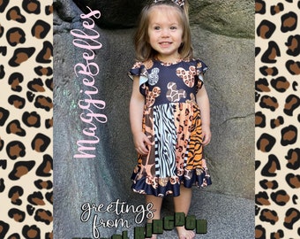Wild about the mouse dress Disney inspired Mickey Minnie Animal kingdom zebra leopard giraffe