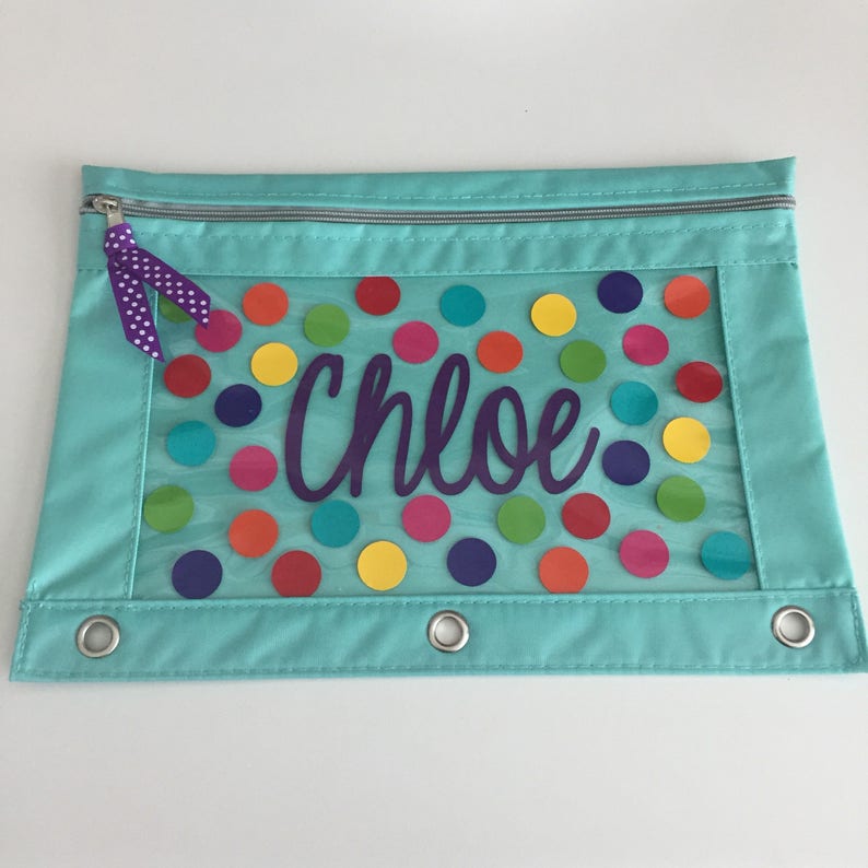 Personalized plastic Pencil Binder Pouch Kids Back to school Etsy