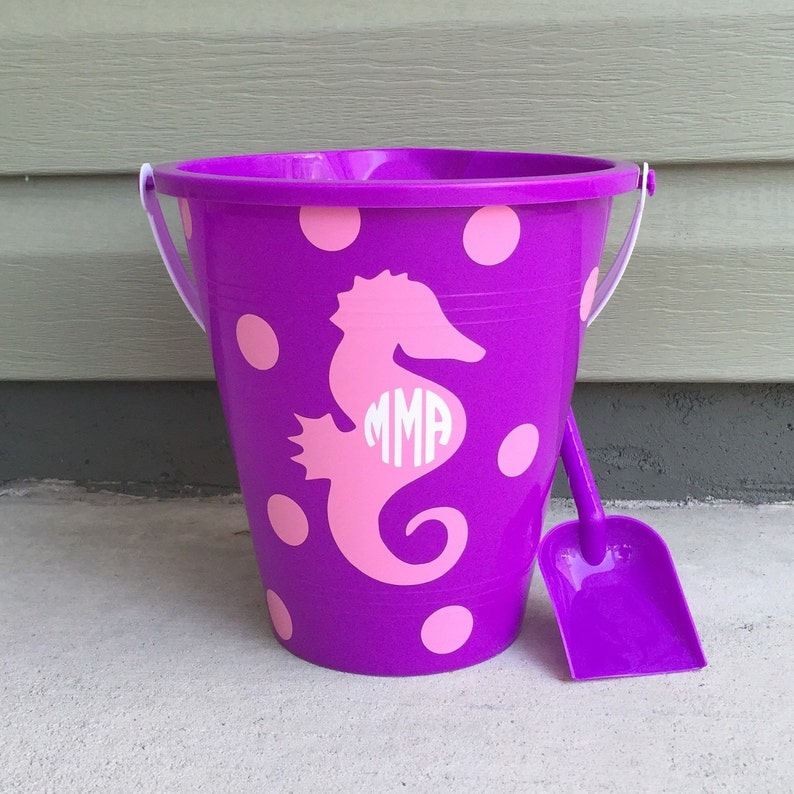 Personalized Plastic Beach Pail Bucket With Shovel Monogram Etsy