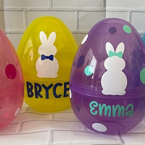 Personalized plastic Large EGG Easter fillable polka dots monogram party gift favor basket name and image