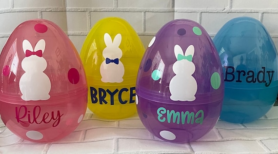 Personalized Plastic Large EGG Easter Fillable Polka Dots Monogram