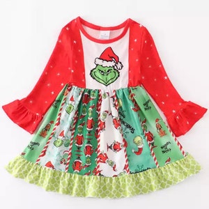 Christmas Grinch Dress Mean One Red Green Ruffle Whoville Dr.seuss ...